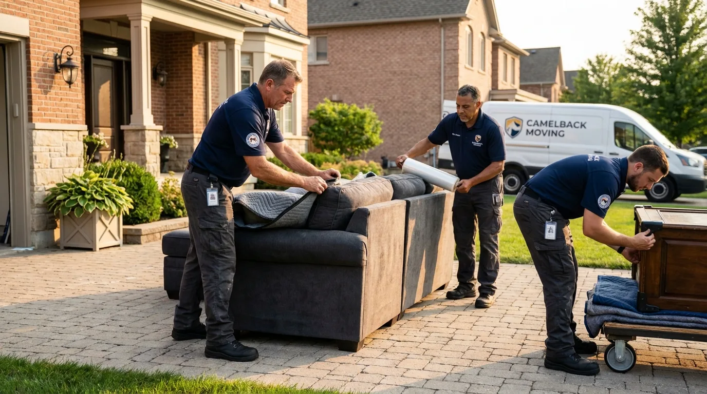 Large estate moving crew wrapping furniture in Abilene, TX